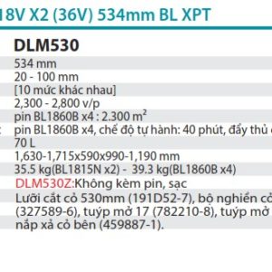 Makita DLM530Z MÁY CẮT CỎ ĐẨY DÙNG PIN(530MM/BL)(18VX2) (không kèm pin sạc)