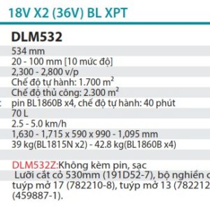 Makita DLM532Z MÁY CẮT CỎ ĐẨY DÙNG PIN(530MM/BL)(18VX2) (không kèm pin sạc)