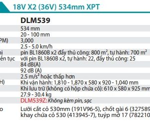 Makita DLM538Z MÁY CẮT CỎ ĐẨY DÙNG PIN(530MM)(18VX2) (không kèm pin sạc)