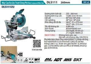 Makita DLS111ZU MÁY CƯA ĐA GÓC TRƯỢT DÙNG PIN(AWS/BL) (không kèm pin sạc)