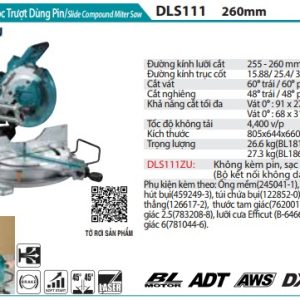 Makita DLS111ZU MÁY CƯA ĐA GÓC TRƯỢT DÙNG PIN(AWS/BL) (không kèm pin sạc)