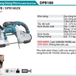 Makita DPB180RFE MÁY CƯA VÒNG DÙNG PIN(120X120MM)(18V) (kèm 02 pin 3.0 + sạc nhanh)