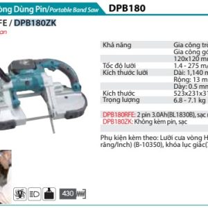 Makita DPB180ZK MÁY CƯA VÒNG DÙNG PIN(120X120MM)(18V) (không kèm pin sạc)