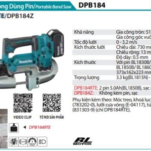 Makita DPB184RTE MÁY CƯA VÒNG DÙNG PIN(51X51MM/BL)(18V) (kèm 02 pin 5.0 + sạc nhanh)