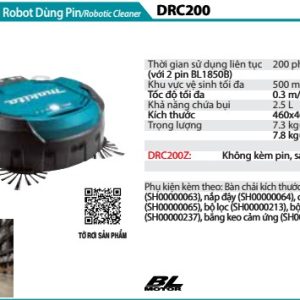 Makita DRC200Z MÁY HÚT BỤI ROBOT DÙNG PIN(BL)(18V) (không kèm pin sạc)