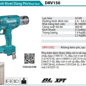 Makita DRV150Z MÁY TÁN ĐINH RIVET DÙNG PIN(BL)(18V) (không kèm pin sạc)