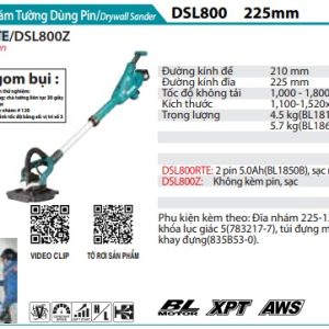 Makita DSL800RTE MÁY CHÀ NHÁM TƯỜNG DÙNG PIN(AWS/BL)(18V) (kèm 02 pin 5.0 + sạc nhanh)