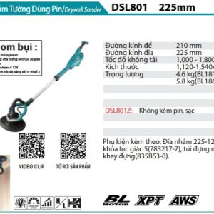 Makita DSL801Z MÁY CHÀ NHÁM TƯỜNG DÙNG PIN(AWS/BL)(18V) (không kèm pin sạc)