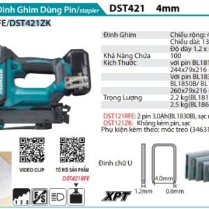 Makita DST421ZK MÁY BẮN ĐINH GHIM DÙNG PIN(ĐINH J 4MM) (không kèm pin sạc)