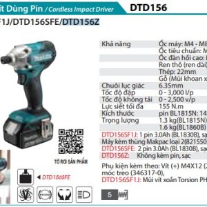 Makita DTD156Z MÁY BẮT VÍT DÙNG PIN(18V) (không kèm pin sạc)