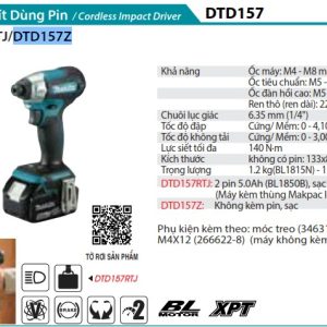 Makita DTD157Z MÁY BẮT VÍT DÙNG PIN(BL)(18V) (không kèm pin sạc)