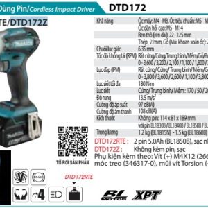 Makita DTD172Z MÁY BẮT VÍT DÙNG PIN(BL)(18V) (không kèm pin sạc)