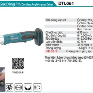 Makita DTL061Z MÁY BẮT VÍT GÓC DÙNG PIN(18V) (không kèm pin sạc)