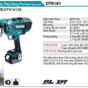 Makita DTR181RTE MÁY BUỘC DÂY THÉP DÙNG PIN(BL)(18V) (kèm 02 pin 5.0 + sạc nhanh)