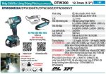 Makita DTW300FJX4 MÁY SIẾT BU LÔNG DÙNG PIN(BỘ ĐẦU TUÝP)(1 (kèm 02 pin 3.0 + sach nhanh)