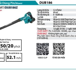 Makita DUB186Z MÁY THỔI DÙNG PIN(ỐNG THỔI SÂN VƯỜN) (không kèm pin sạc)