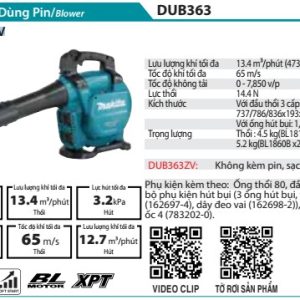 Makita DUB363ZV MÁY THỔI DÙNG PIN(BL)(18Vx2) (không kèm pin sạc)