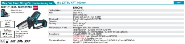 Makita DUC101Z01 MÁY CƯA CÀNH DÙNG PIN(100MM/BL)(18V)