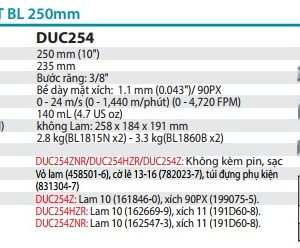 Makita DUC254Z002 MÁY CƯA XÍCH DÙNG PIN(250MM/80TXL/BL)(18 chưa kèm pin sạc)