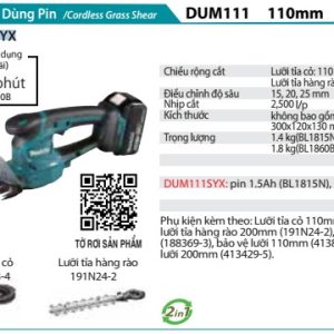 Makita DUM111SYX MÁY TỈA CỎ DÙNG PIN(110MM)(18V) (kèm 01 pin + sạc)