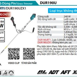 Makita DUR190URT1 MÁY CẮT CỎ DÙNG PIN(BL)(18V) (kèm 01 pin 5.0 + sạc nhanh)