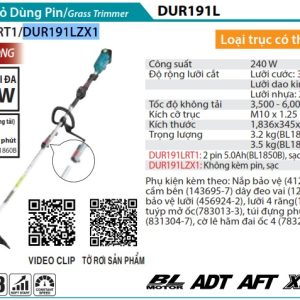 Makita DUR190UZX1 MÁY CẮT CỎ DÙNG PIN(BL)(18V) (không kèm pin sạc)