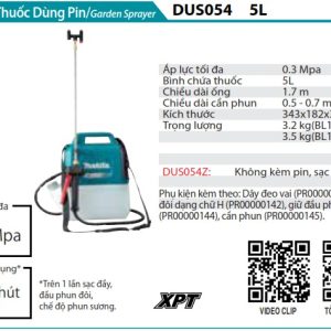 Makita DUS054Z MÁY PHUN THUỐC DÙNG PIN(5L)(18V) (không kèm pin sạc)