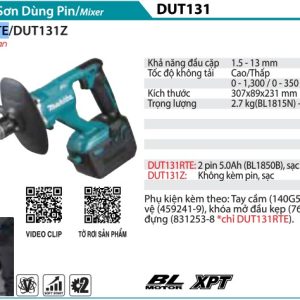 Makita DUT131RTE MÁY TRỘN SƠN DÙNG PIN(BL)(18V) (kèm 02 pin 5.0 + sạc nhanh)