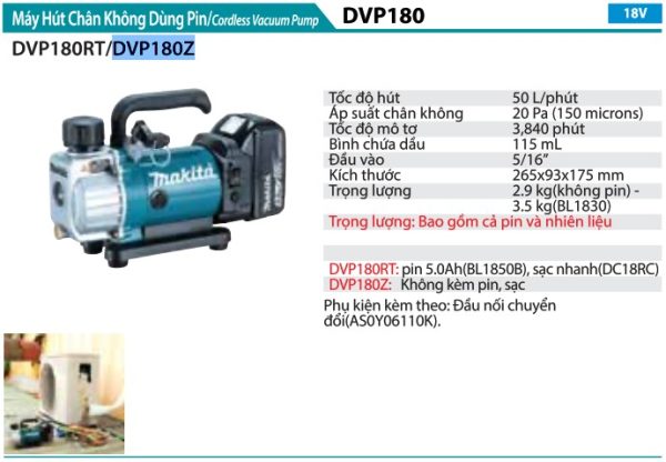 Makita DVP180Z MÁY HÚT CHÂN KHÔNG DÙNG PIN(18V) (không kèm pin sạc)