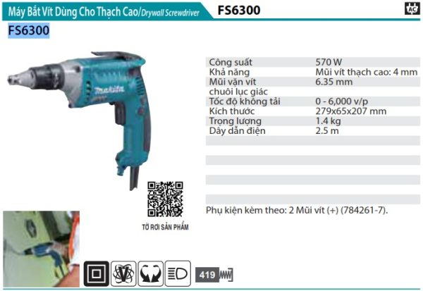 Makita FS6300 MÁY VẶN VÍT DÙNG CHO THẠCH CAO