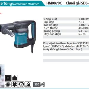 Makita HM0870C MÁY ĐỤC BÊ TÔNG(CHUÔI GÀI SDS-MAX)