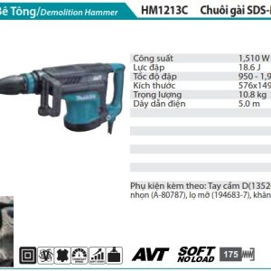 Makita HM1213C MÁY ĐỤC BÊ TÔNG(CHUÔI GÀI SDS-MAX)