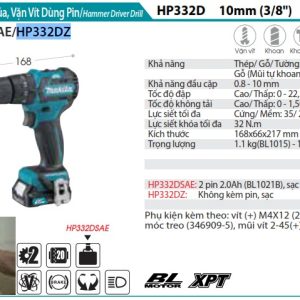 Makita HP332DZ MÁY KHOAN BÚA, VẶN VÍT DÙNG PIN(BL) (không kèm pin sạc)