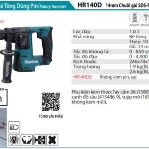 Makita HR140DZ MÁY KHOAN BÊ TÔNG DÙNG PIN (không kèm pin sạc)