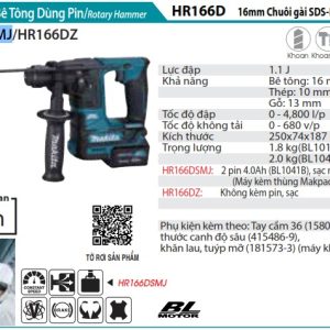 Makita HR166DSMJ MÁY KHOAN BÊ TÔNG(BL)(12V MAX)