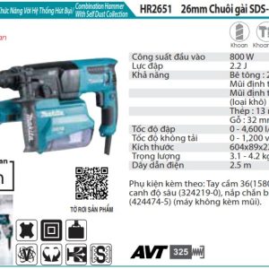 Makita HR2651 MÁY KHOAN BÊ TÔNG 3 CHỨC NĂNG