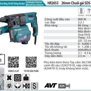 Makita HR2653 MÁY KHOAN BÊ TÔNG 3 CHỨC NĂNG