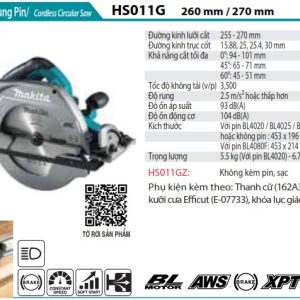 Makita HS011GZ MÁY CƯA ĐĨA DÙNG PIN(260MM/AWS/BL)(40V Max) (không kèm pin sạc)