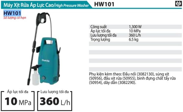 Makita HW101 MÁY XỊT RỬA ÁP LỰC CAO