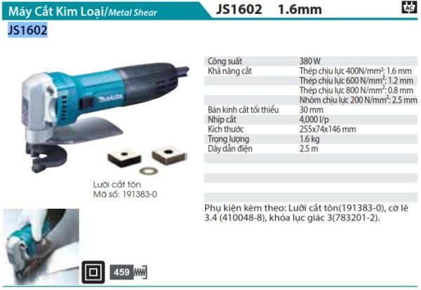 Makita JS1602 MÁY CẮT KIM LOẠI(1.6MM)