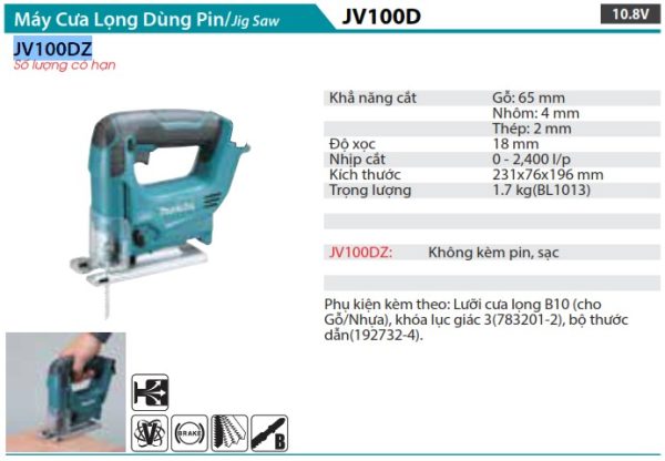 Makita JV100DZ MÁY CƯA LỌNG DÙNG PIN(10.8V) (không kèm pin sạc)