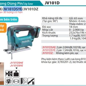 Makita JV101DSYE MÁY CƯA LỌNG DÙNG PIN(12V MAX) (kèm 02 pin 1.5AH + sạc)