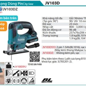 Makita JV103DSYJ MÁY CƯA LỌNG DÙNG PIN(BL)(12V MAX) (kèm 01 pin + sạc)