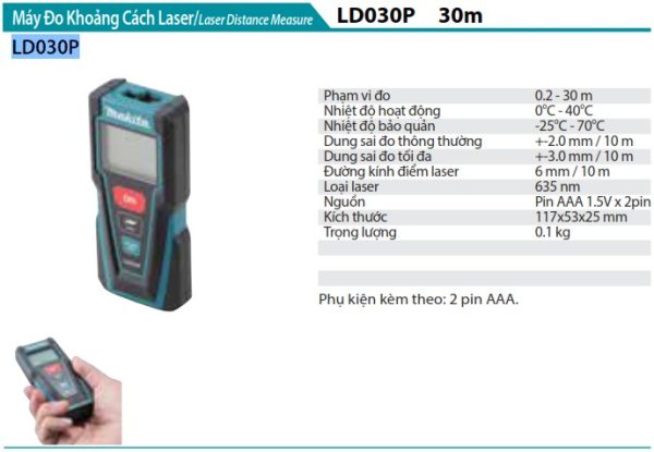 Makita LD030P MÁY ĐO KHOẢNG CÁCH LASER