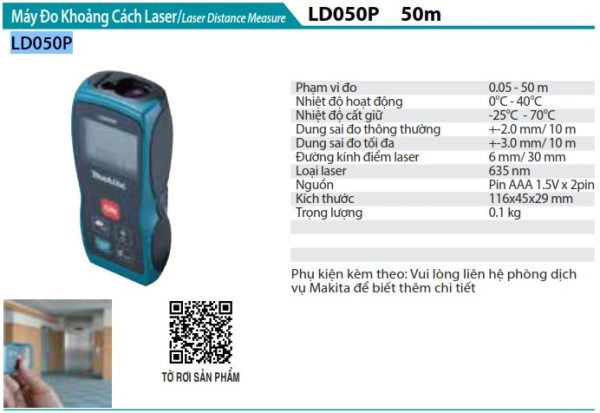 Makita LD050P MÁY ĐO KHOẢNG CÁCH LASER