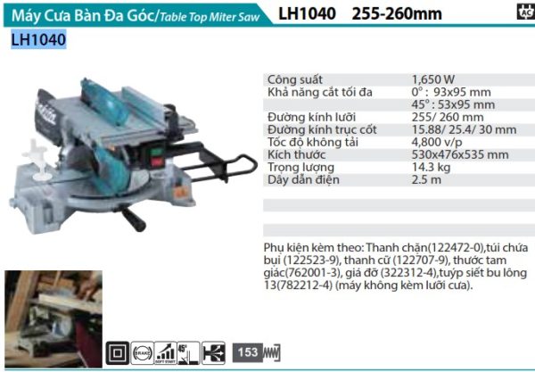 Makita LH1040 MÁY CƯA BÀN ĐA GÓC (260MM)