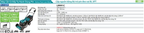 Makita LM001CZ MÁY CẮT CỎ ĐẨY DÙNG PIN(530MM/CHỈ DÙNG (không kèm pin sạc)