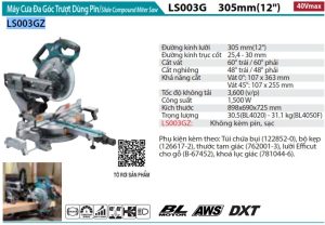 Makita LS003GZ MÁY CƯA ĐA GÓC TRƯỢT DÙNG PIN(305MM/AWS/ (không kèm pin sạc)