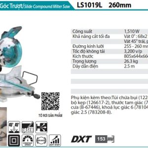 Makita LS1019L MÁY CƯA ĐA GÓC TRƯỢT(260MM)