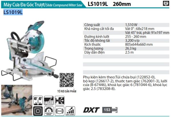 Makita LS1019L MÁY CƯA ĐA GÓC TRƯỢT(260MM)